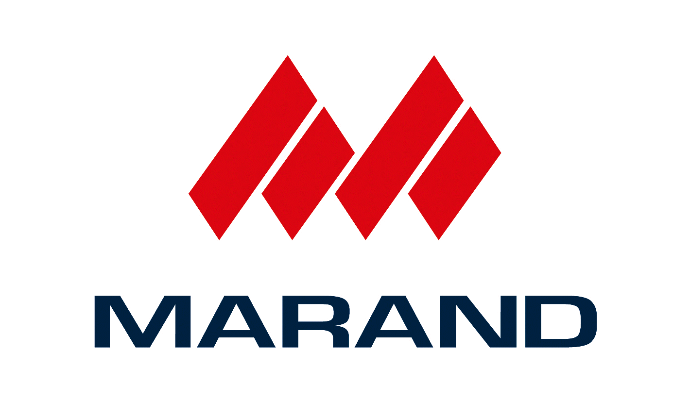 Red letter 'M' followed by word 'Marand' in black text